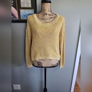 Express knit high low sweater with open back detail